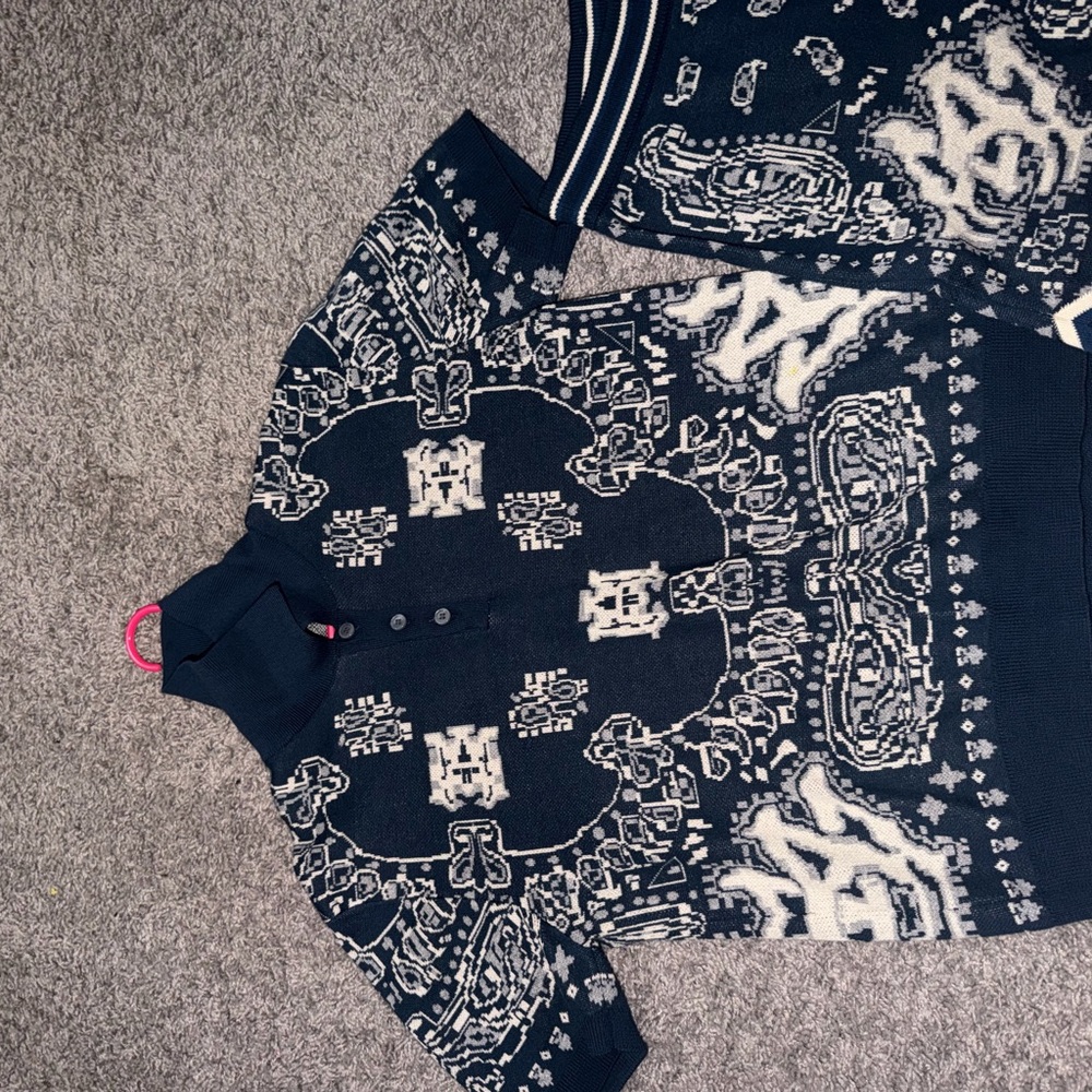 AMIRI Blue and White Knit Sweater